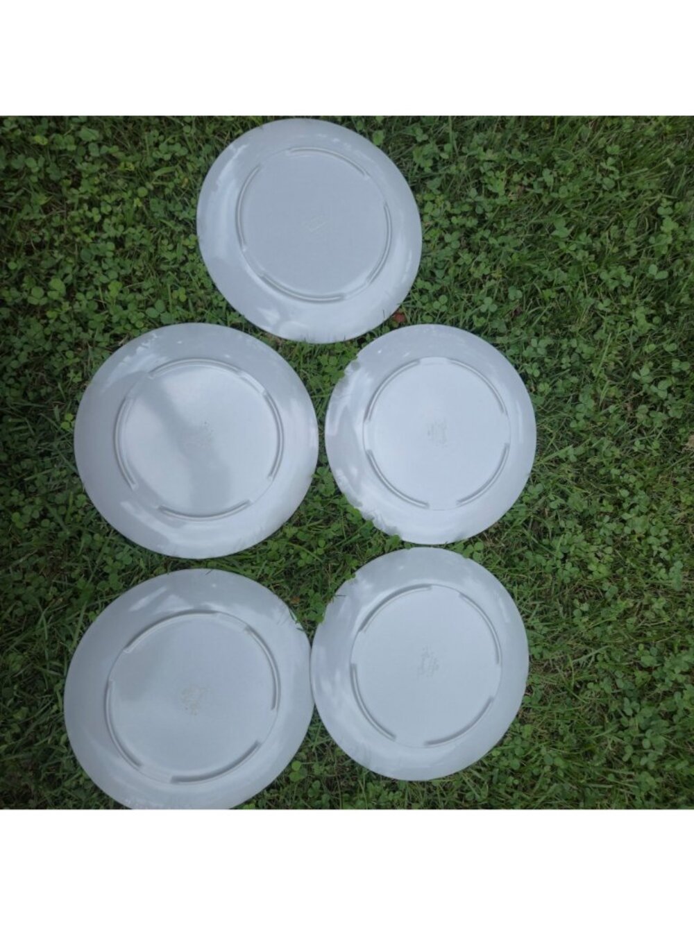 VTG 1970s Melamine Dinner Plates Beverly Prolon Olive Green White Daisy Floral - Picture 8 of 13